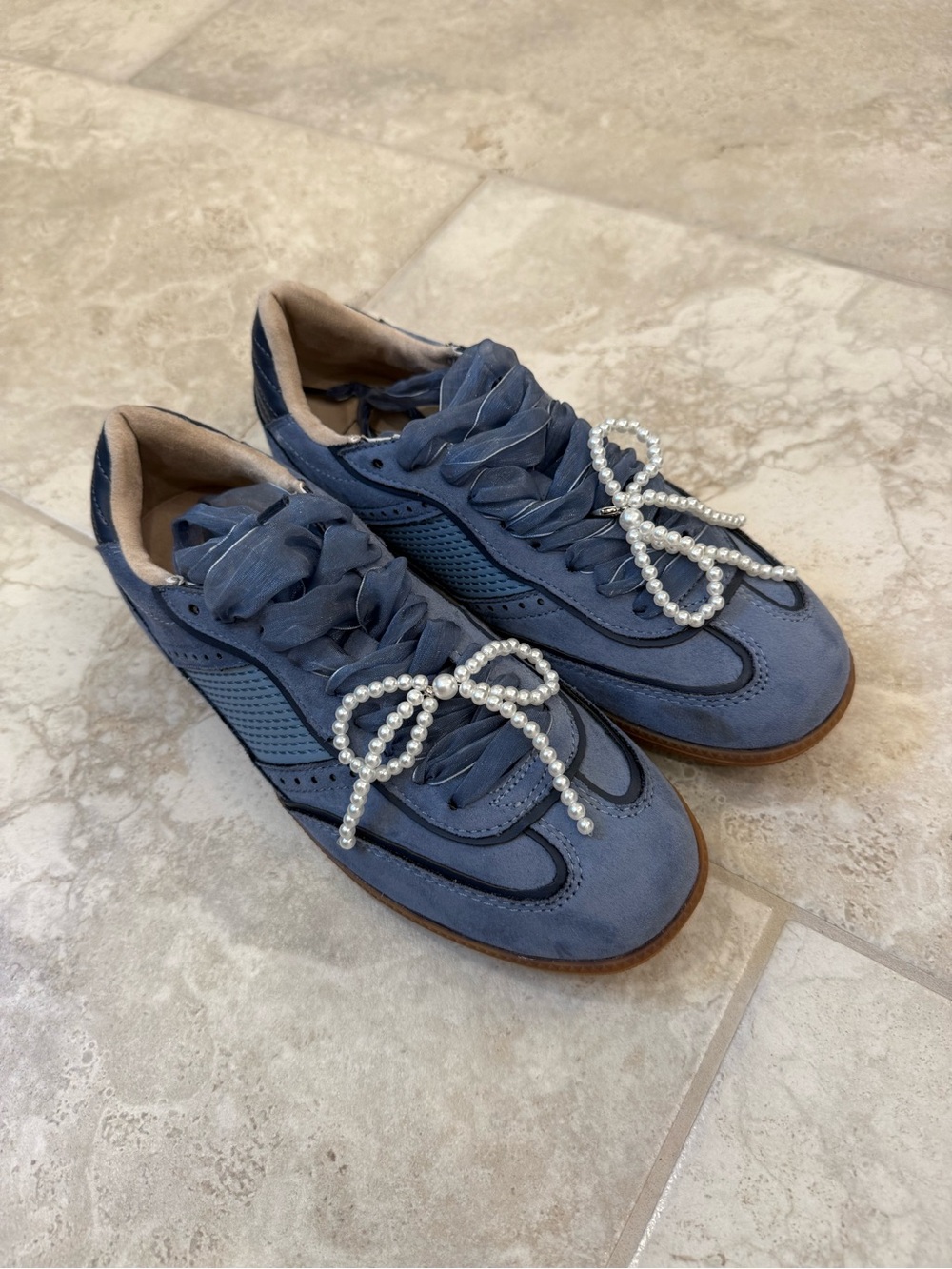 ShuShop Blue Suede Shoes with Gum Rubber Sole